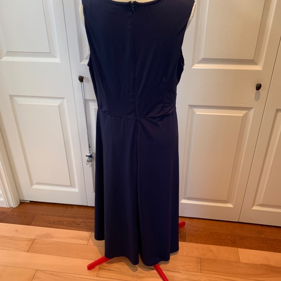 Sears size 16 summer dress navy with a floral band at waist - Picture 3 of 3